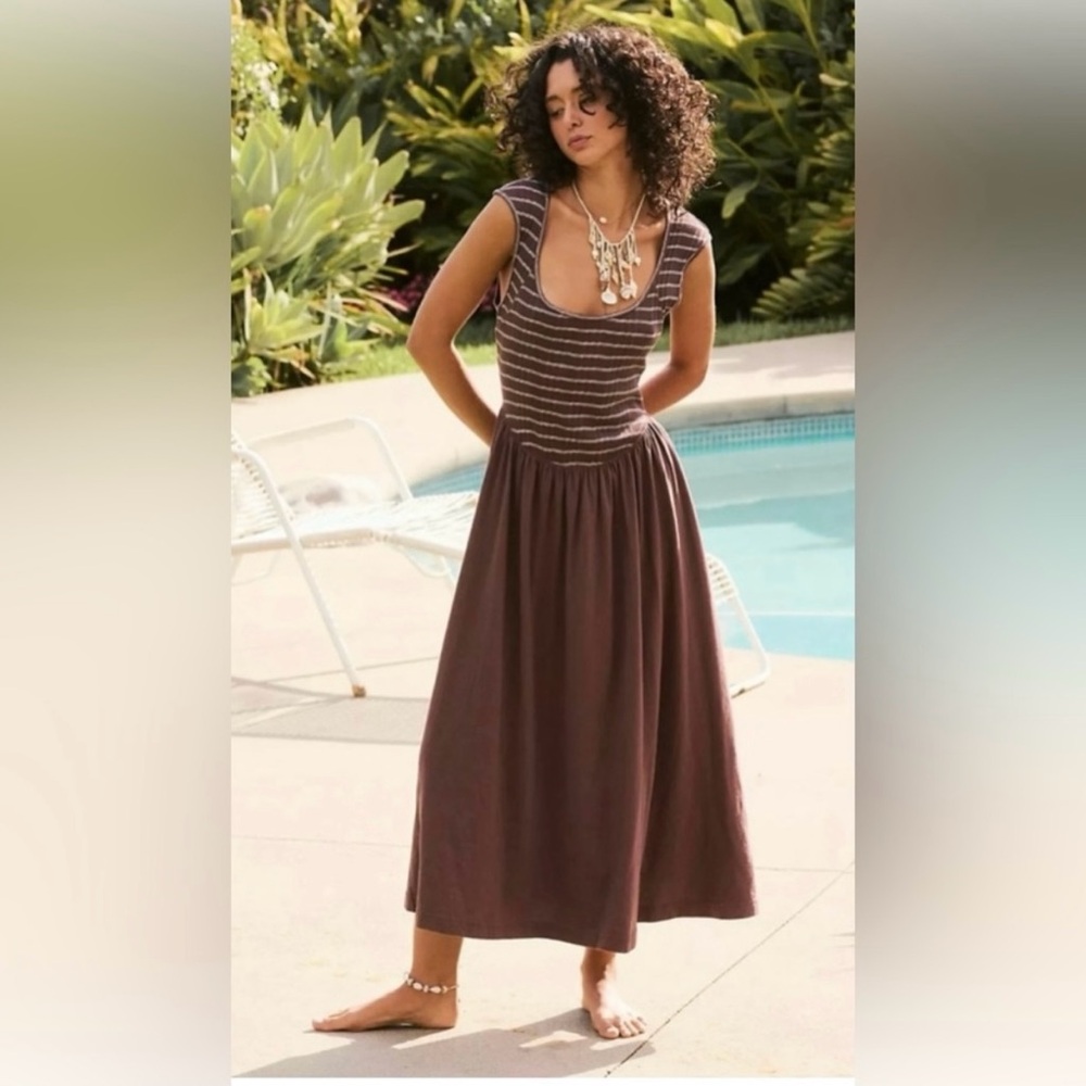 Free People Brown Midi Dress